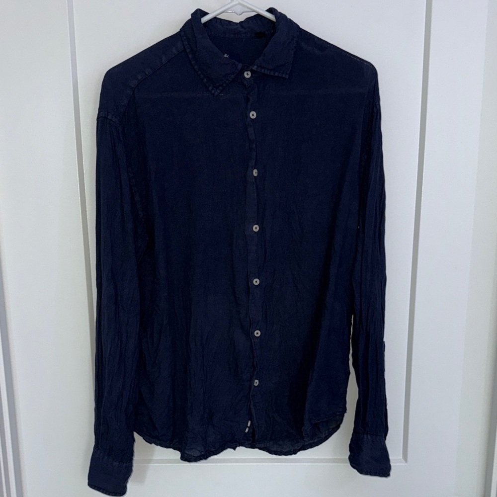 Men's Navy Blue/Purple Button Up Shirt